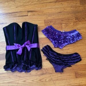 Elegant Purple and Black Corset Set